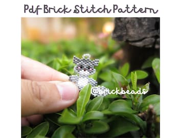 Baby Raccoon_Brick stitch pattern for Miyuki Delica Bead, Beading Pattern, Instant download, PDF pattern
