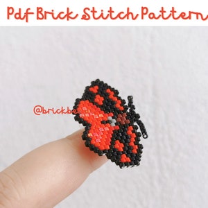 Cinnabar Moth Moth Brick stitch pattern for Miyuki Delica Bead, Beading Pattern, Bead Cute Charm, Instant download, PDF pattern