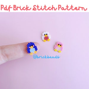 Penguin version 2 Brick stitch pattern for Miyuki Delica Bead, Beading Pattern, Bead Cute Charm, Instant download, PDF pattern