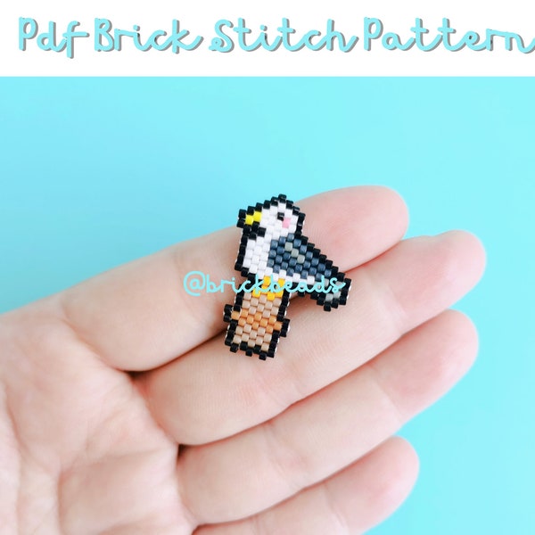 Kawaii Seagull _brick stitch pattern for Miyuki Delica, Beading Pattern, Bead Cute Charm, Instant download, PDF pattern