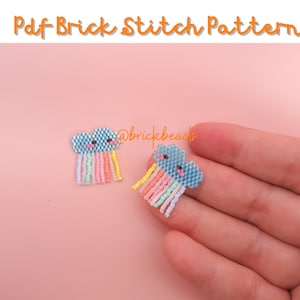 Kawaii Rainbow_Brick stitch pattern for Miyuki Delica Bead, Beading Pattern, Bead Cute Charm, Instant download, PDF pattern