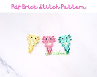 Colorful Axolotl stitch pattern for Miyuki Delica Bead, Beading Pattern, Bead Cute Charm, Instant download, PDF pattern