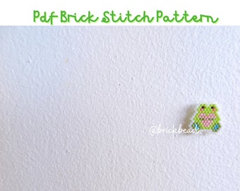 Rana con cuore, schema punto mattone per perlina Miyuki Delica, schema perline, ciondolo carino con perlina, download immediato, schema PDF