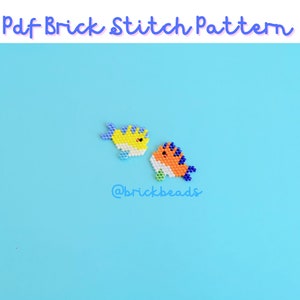 Lover Fish Brick stitch pattern for Miyuki Delica Bead, Beading Pattern, Bead Cute Charm, Instant download, PDF pattern