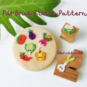 Vegetables volume 2_Brick stitch pattern for Miyuki Delica Bead, Beading Pattern, Bead Cute Charm, Instant download, PDF pattern