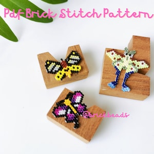 Modello punto farfalla e falena mattone per Miyuki Delica Bead, modello di perline, ciondolo carino con perline, download istantaneo, modello PDF