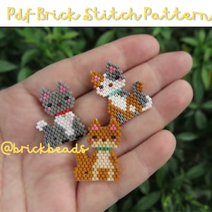Sitting Cat, Brick stitch pattern for Miyuki Delica Bead, Beading Pattern, Bead Cute Charm, Instant download, PDF pattern