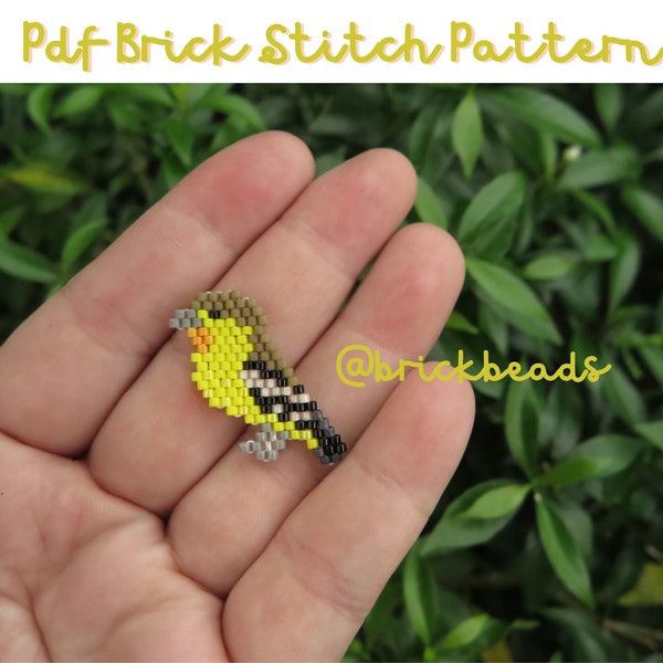 Common Iora, Bird Brick stitch pattern for Miyuki Delica Bead, Beading Pattern, Bead Cute Charm, Instant download, PDF pattern