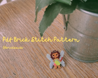 Pretty Fairy Brick stitch pattern for Miyuki Delica Bead, Angel Brick stitch charm, Beading Pattern, Instant download, pdf pattern