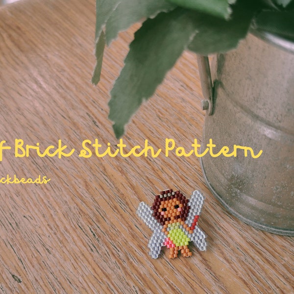 Pretty Fairy Brick stitch pattern for Miyuki Delica Bead, Angel Brick stitch charm, Beading Pattern, Instant download, pdf pattern