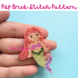 The Mermaid Double Brick stitch pattern for Miyuki Delica Bead, Beading Pattern, Instant download, PDF pattern