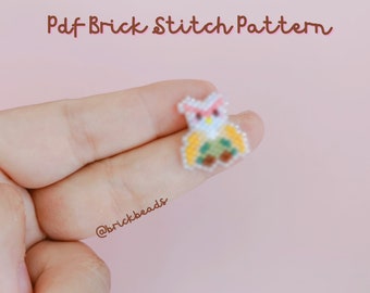 Colorful bird Brick stitch pattern for Miyuki Delica Bead, Brick stitch charm, Beading Pattern, Instant download, PDF pattern