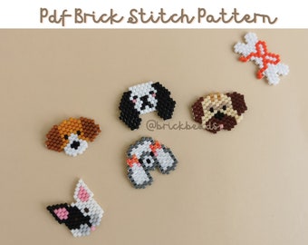 Little Dogs Set_Brick stitch pattern for Miyuki Delica, Beading Pattern, Bead Cute Charm, Instant download, PDF pattern