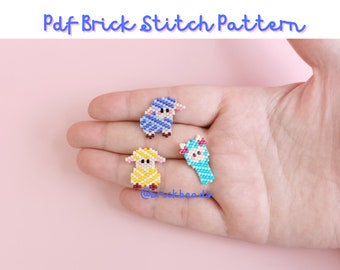 Sheap_Lama_Animal Yarn Brick stitch pattern for Miyuki Delica Bead, Beading Pattern, Bead Cute Charm, Instant download, PDF pattern