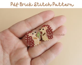 Couple Kawaii Hedgehog_Brick stitch pattern for Miyuki Delica Bead, Beading Pattern, Bead Cute Charm, Instant download, PDF pattern