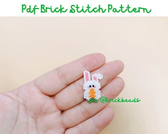 Cute Rabbit with Carrot Brick stitch pattern for Miyuki Delica, Beading Pattern, Bead Cute Charm, Instant download, PDF pattern