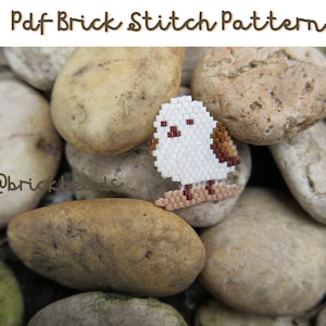 Shima Enaga, Bird Brick stitch pattern for Miyuki Delica Bead, Beading Pattern, Bead Cute Charm, Instant download, PDF pattern