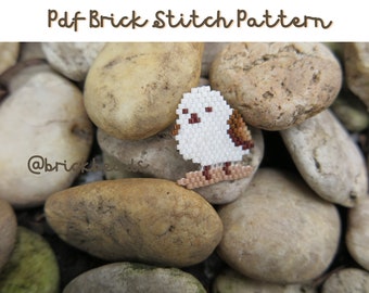 Shima Enaga, Bird Brick stitch pattern for Miyuki Delica Bead, Beading Pattern, Bead Cute Charm, Instant download, PDF pattern