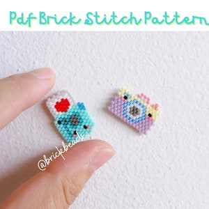 Cute Camera & Polaroid Bakery Brick stitch pattern for Miyuki Delica Bead, Beading Pattern, Bead Cute Charm, Instant download, PDF pattern
