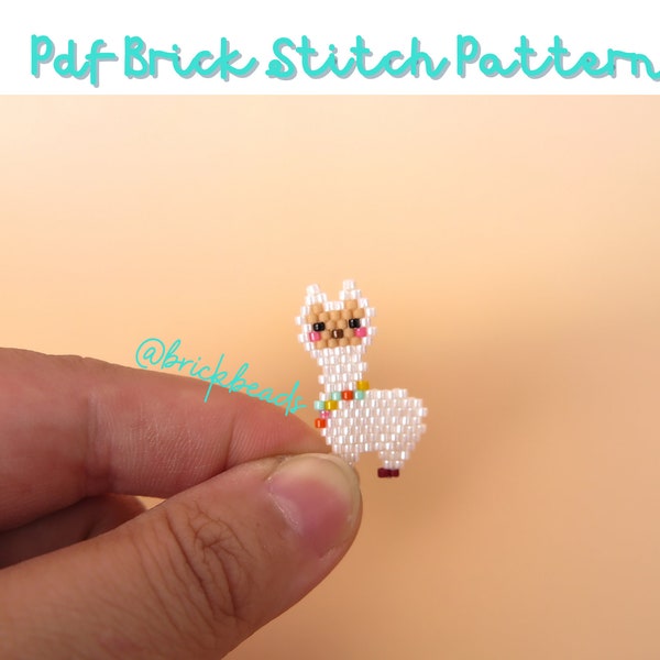 White Lama_Brick stitch pattern for Miyuki Delica Bead, Beading Pattern, Bead Cute Charm, Instant download, PDF pattern