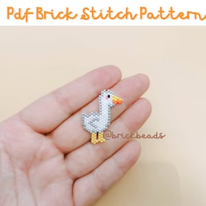 Schema punto Kawaii Goose Brick per Miyuki Delica, schema con perline, ciondolo carino con perline, download istantaneo, schema PDF