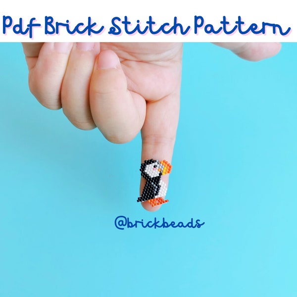 Puffin Bird Brick stitch pattern for Miyuki Delica Bead, Beading Pattern, Bead Cute Charm, Instant download, PDF pattern
