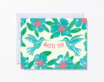Mazel Tov Hummingbirds Congratulations Card