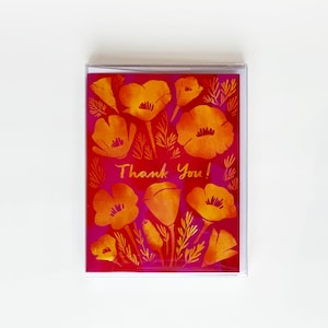 California Poppies Thank You Card - Boxed Set of 8 Cards