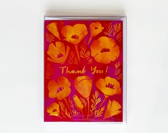 California Poppies Thank You Card - Boxed Set of 8 Cards