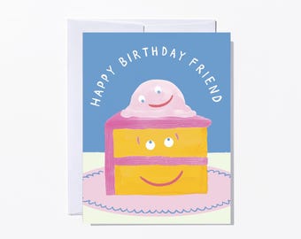 Cake and Ice Cream Happy Birthday Friends Card