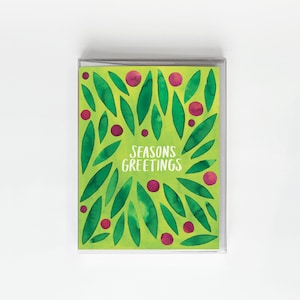 Seasons Greetings Watercolor Leaves - Boxed Set of 8 Cards