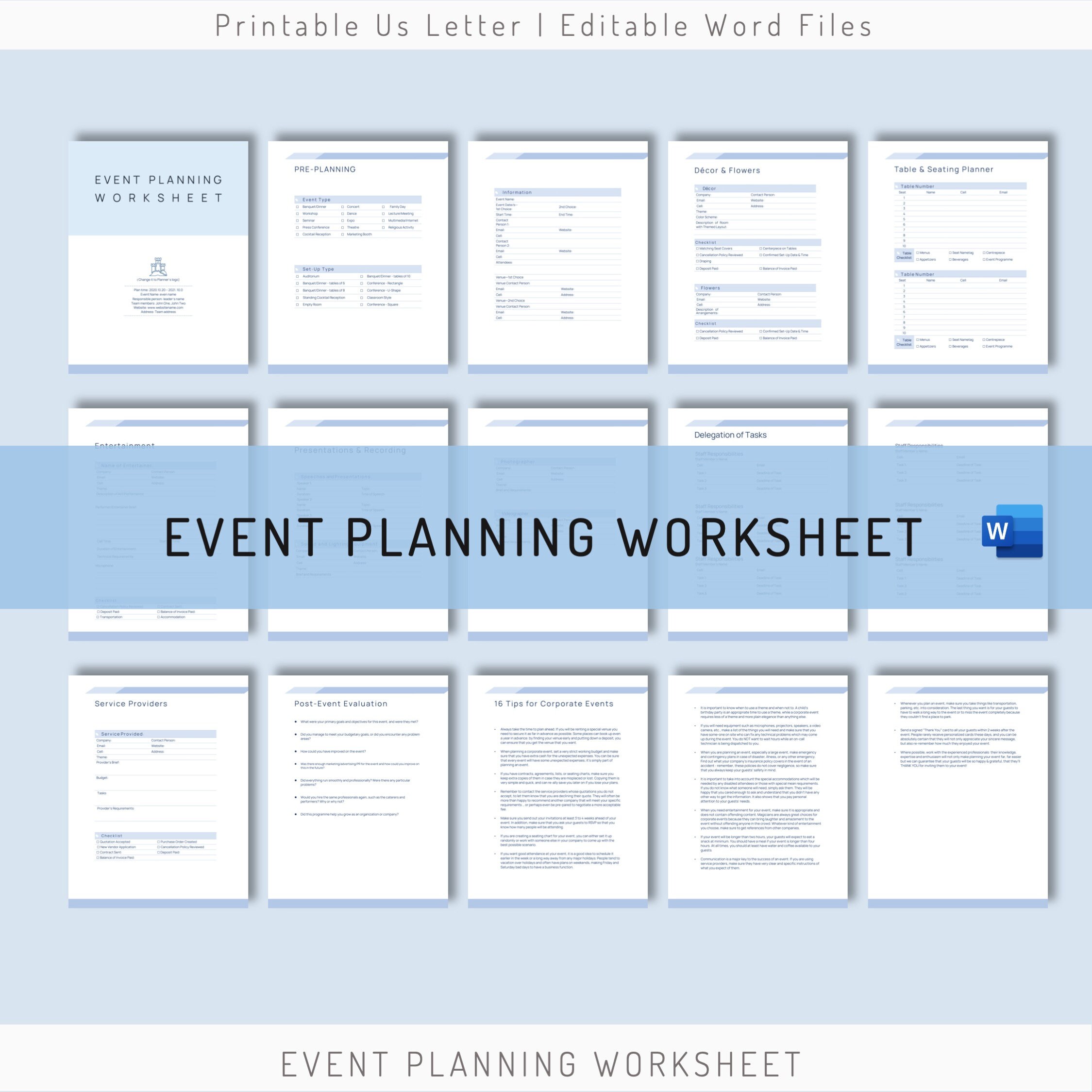 Editable Event Planning Worksheet Event Organizer Event Plan | Etsy