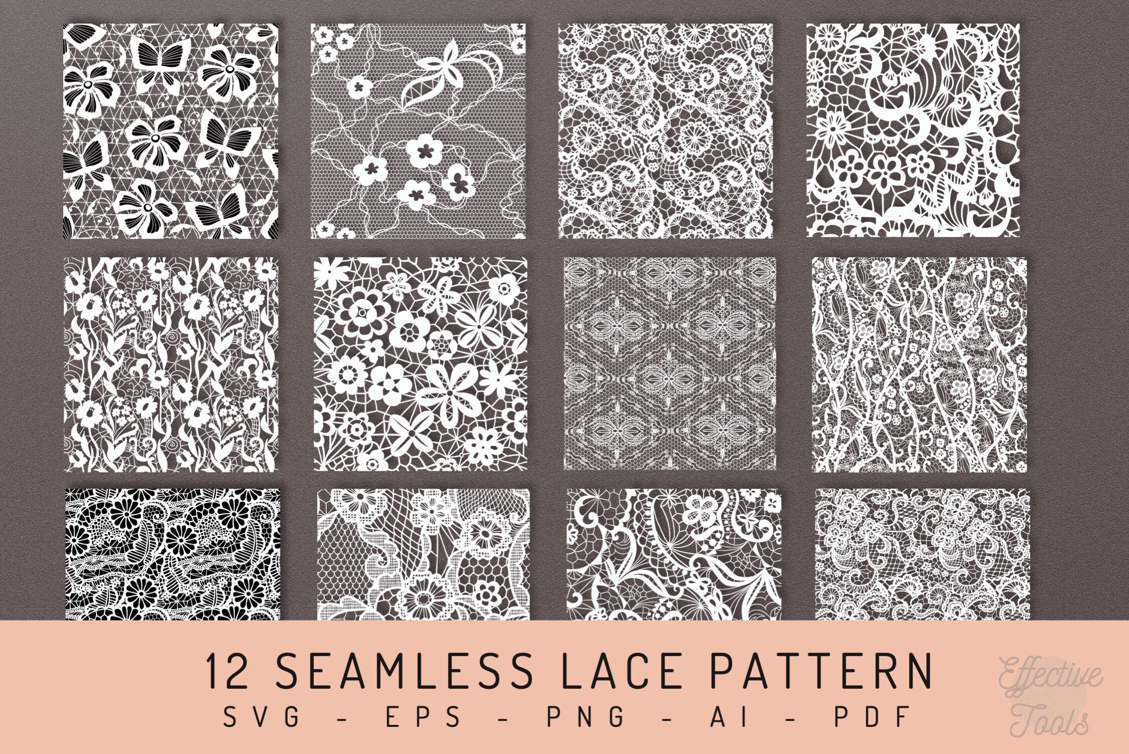 12 Seamless Lace Pattern Svg Eps Png Ai Pdf | Etsy Australia