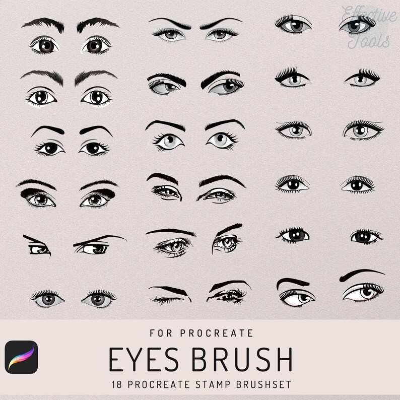 18 Procreate Eyes Stamp Brush 18 Pair Of Eyes Procreate Etsy