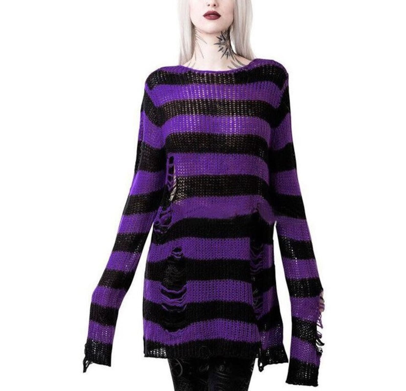 Oversized Knit Sweater Gothic Jumper Etsy