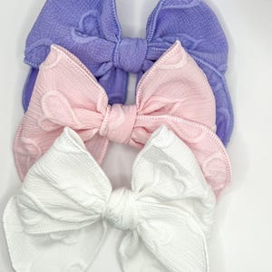 Embossed Heart Hand Tied Hair Bow/Valentine’s Day Hair Bow