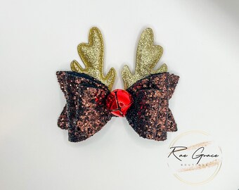 Rudolph Hair Bow / Christmas Hair Bow