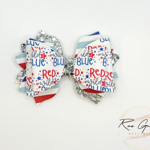 Red Wild & Blue Hair Bow / 4th of July Hair Bow