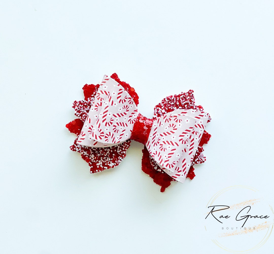 Candy Cane Hair Bow / Christmas Hair Bow - Etsy