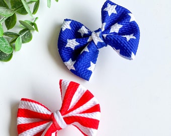 Patriotic Pigtail Hair Bow Set / 4th of July Hair Bows / 4th of July Piggies / Stars and Stripes Hair Bows