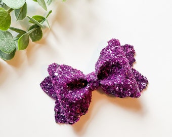 Purple Glitter Hair Bow