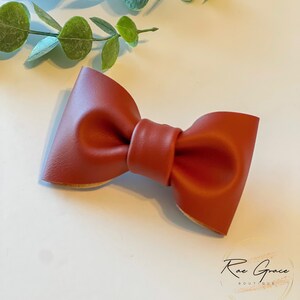 Terracotta Smooth Faux Leather Bow Tie