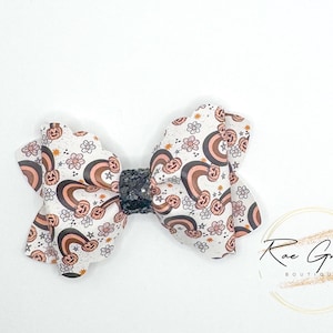Pumpkins and Rainbows Hair Bow / Halloween Hair Bow