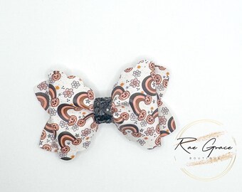 Pumpkins and Rainbows Hair Bow / Halloween Hair Bow