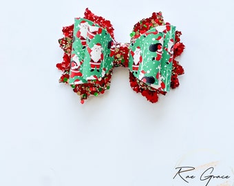 Santa Hair Bow / Christmas Hair Bow