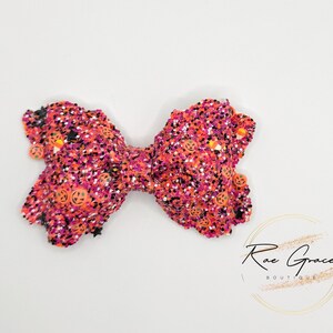 Halloween Pink Glitter Hair Bow