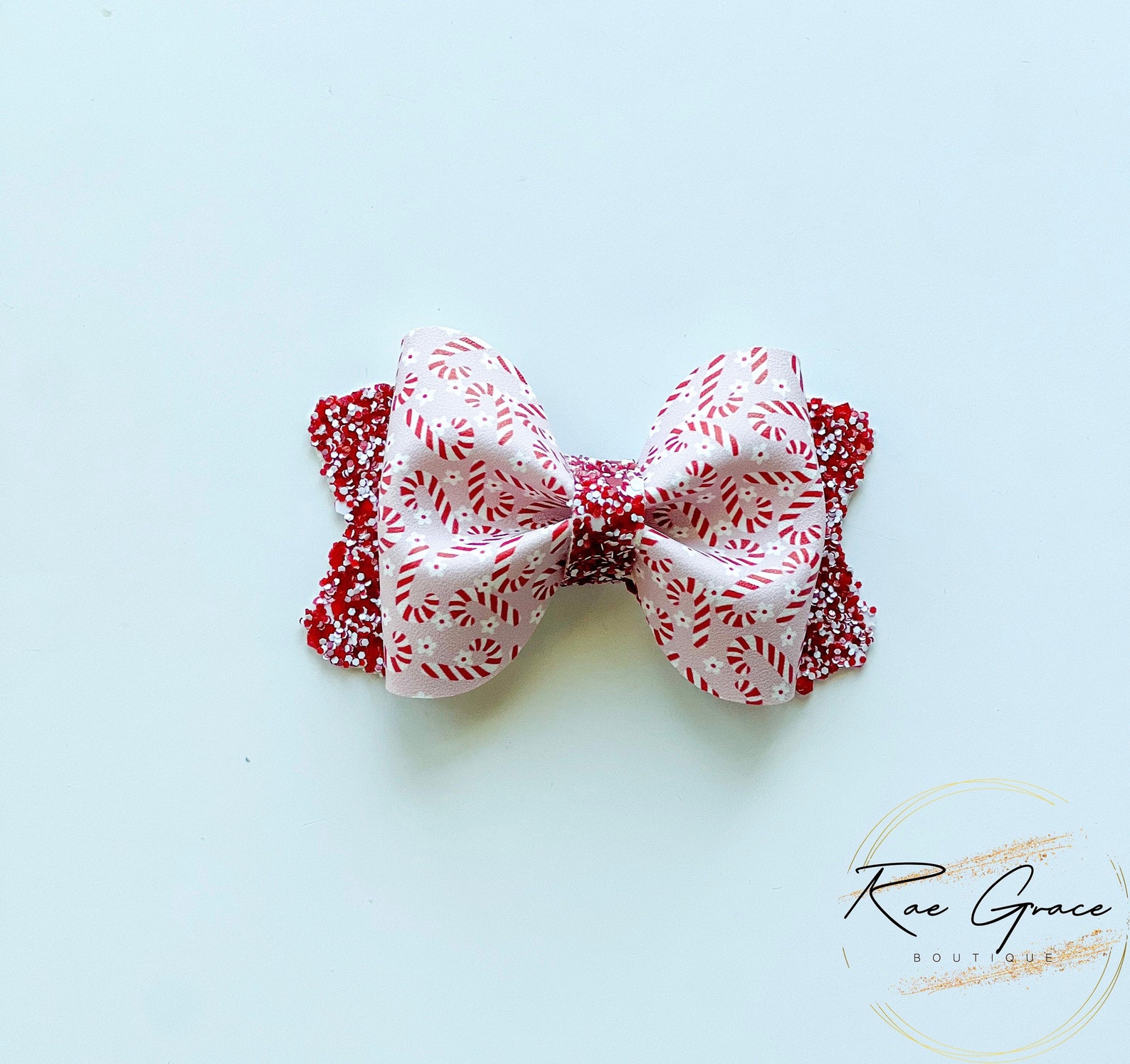Candy Cane Hair Bow - Etsy