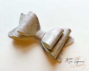 Metallic Silver Hair Bow