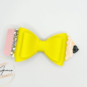 Pencil Faux Leather Hair Bow / Pencil Hair Bow / Back to School Hair Bow