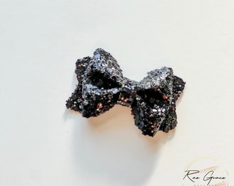 Black Glitter Hair Bow